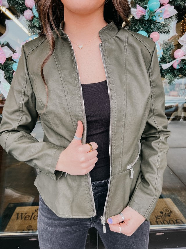 Tell Me About It Stud Vegan Leather Jacket