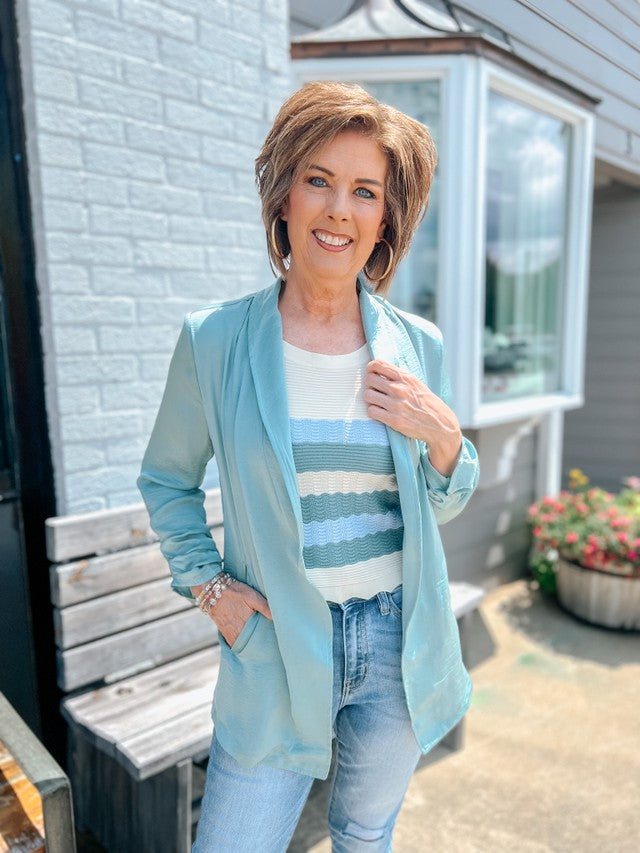 She Means Business Blazer- Sage