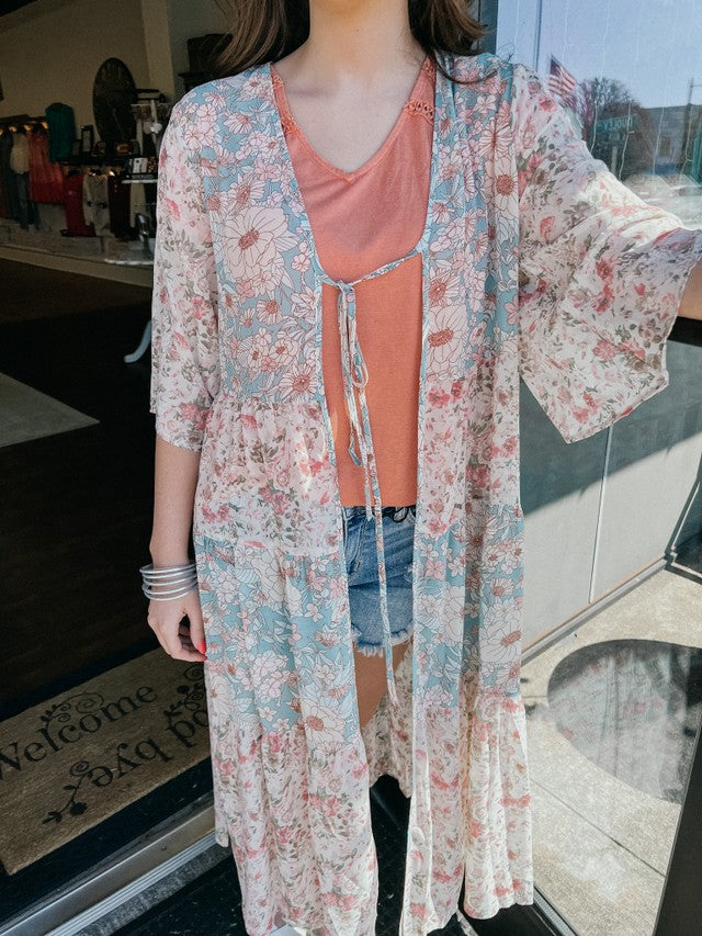 Flower Fields Tied Duster