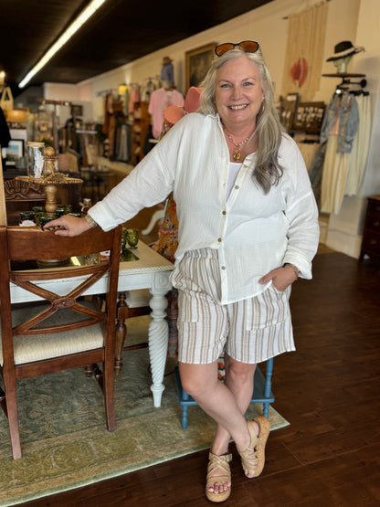 Akoya Dreams Shorts | Khaki Stripe