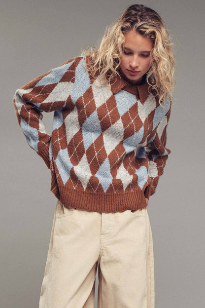 Heritage Argyle Polo Sweater