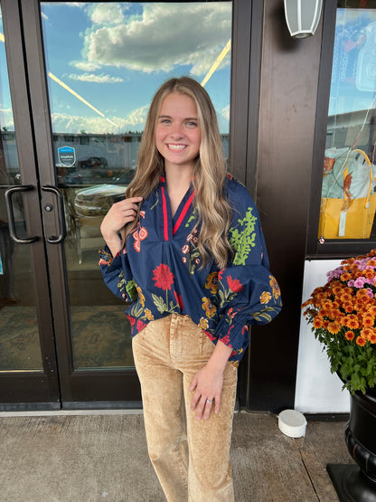 Midnight Bloom Blouse | Navy