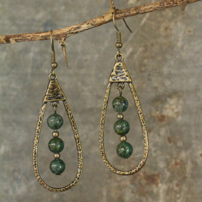 Bohemian Metal Drop Natural Stone Earrings