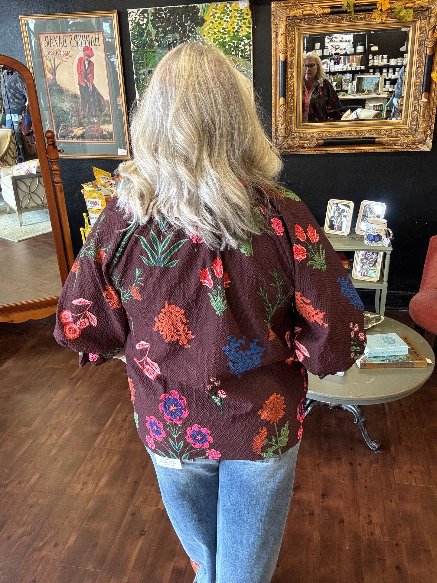 Rosalind Scallop Blouse | Red Brown Mix