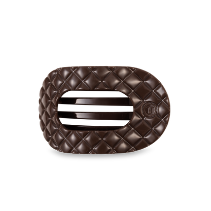Flat Round Hair Clip | Medium | Truly Taupe Quilted