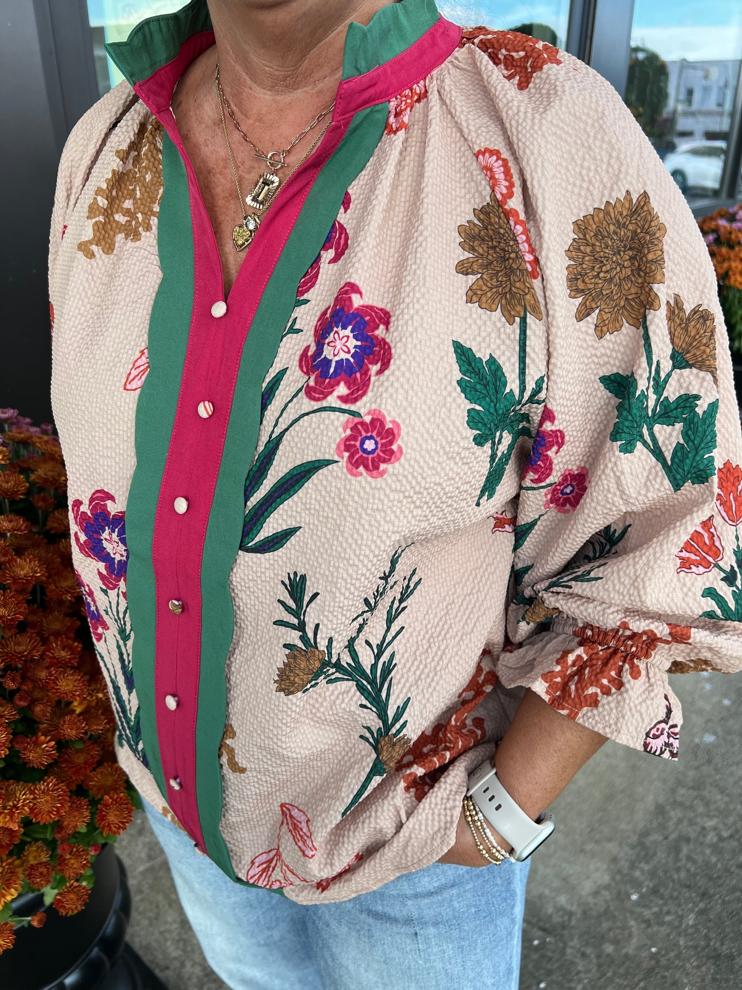 Rosalind Scallop Blouse | Tan