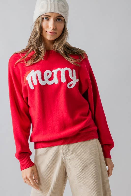 Merry Embroidered Crewneck Sweater