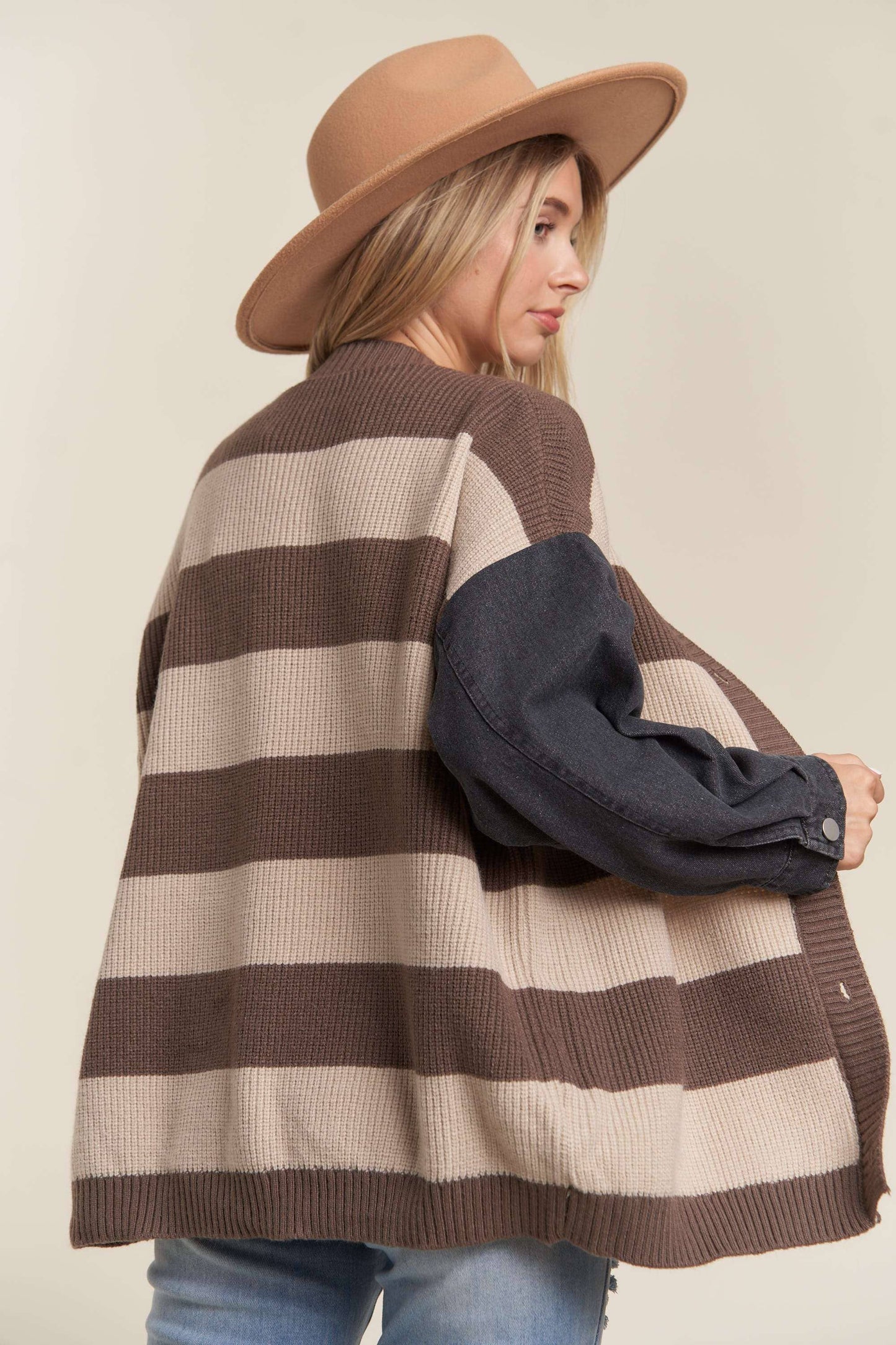 Audrey Denim Stripe Sweater Cardigan