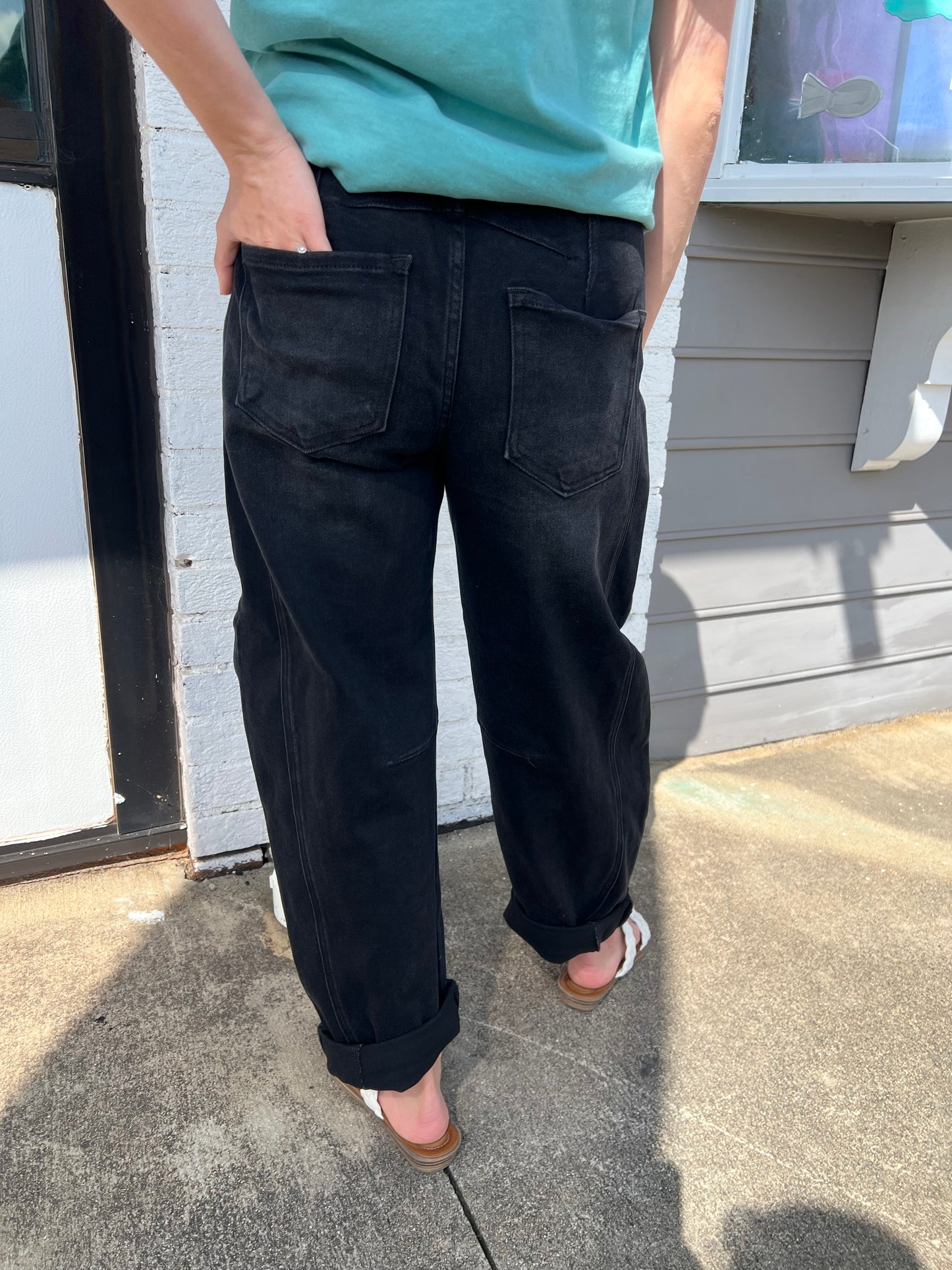 Black Fade Barrel Jeans