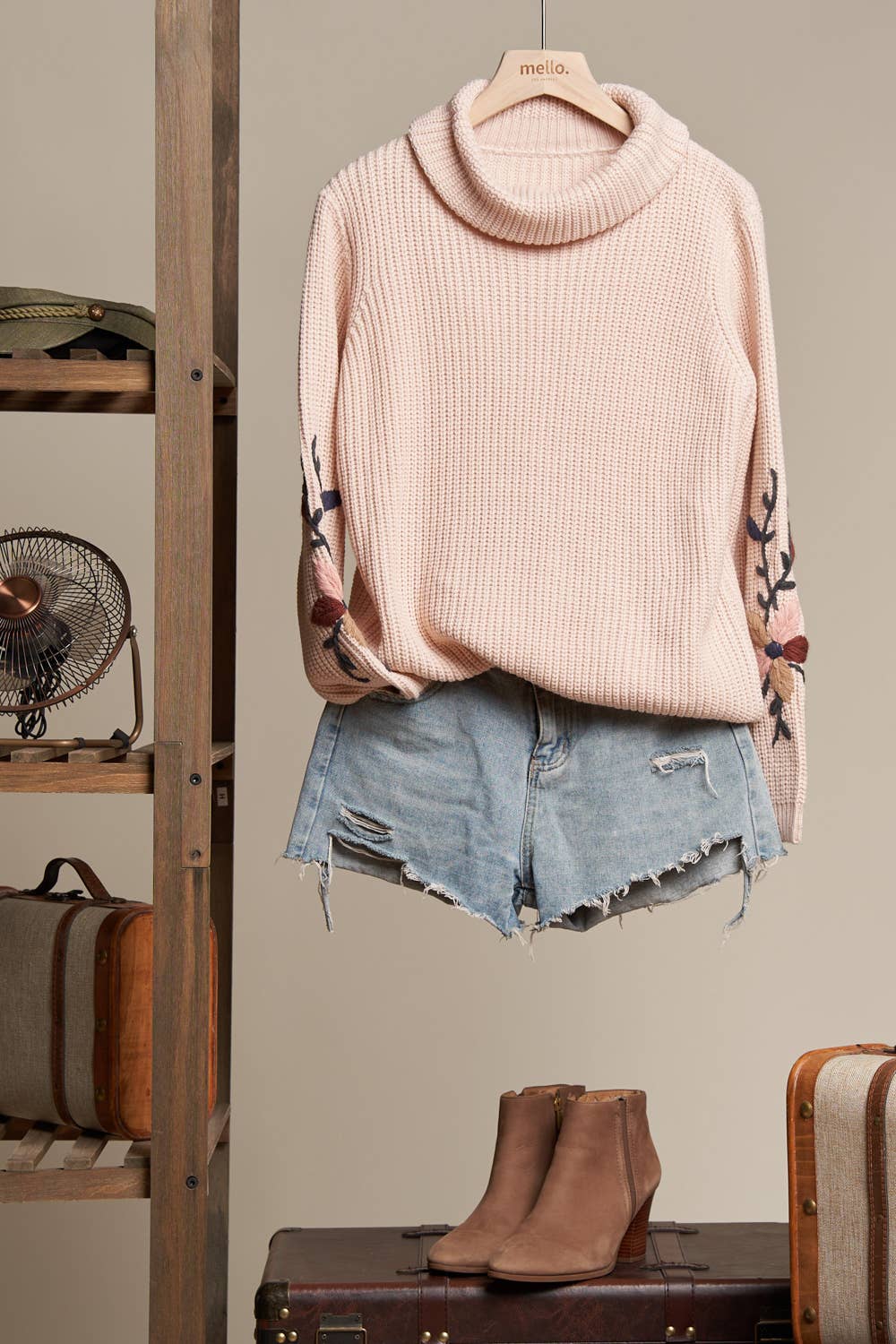 Clara Embroidered Knit Sweater | Blush