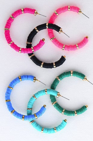 Multicolor Rubber Disc Bead Earrings