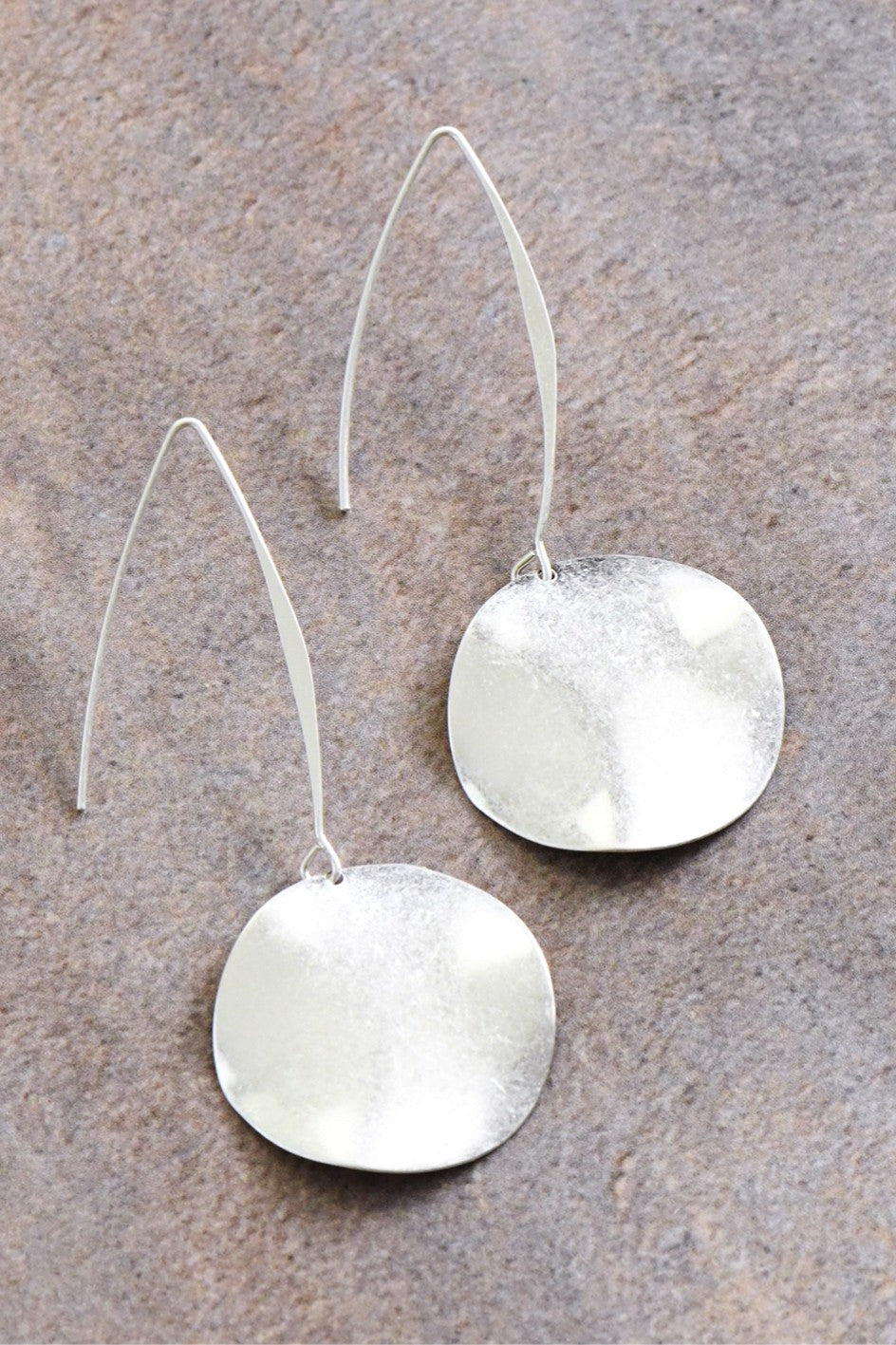 Silver Disc Threader Earrings