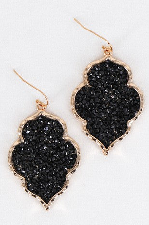 Black Rhinestone Moroccan Earrings