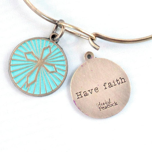 Have Faith Token Charm Bracelet | Turquoise