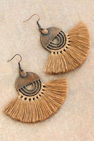 Boho Chic Fan Shaped Tassel Earrings