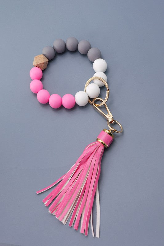 Silicone Bead Tassel Keychain
