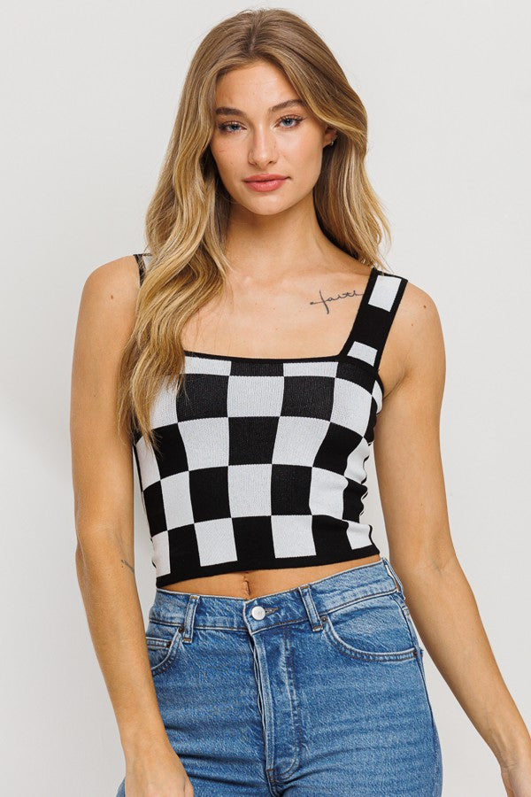 Checkered Sweater Tank