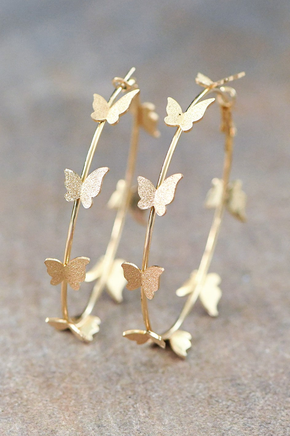 Gold Plated Butterfly Hoop Earrings