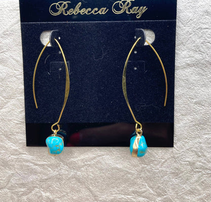 Gold Linear Nugget Earring Drop