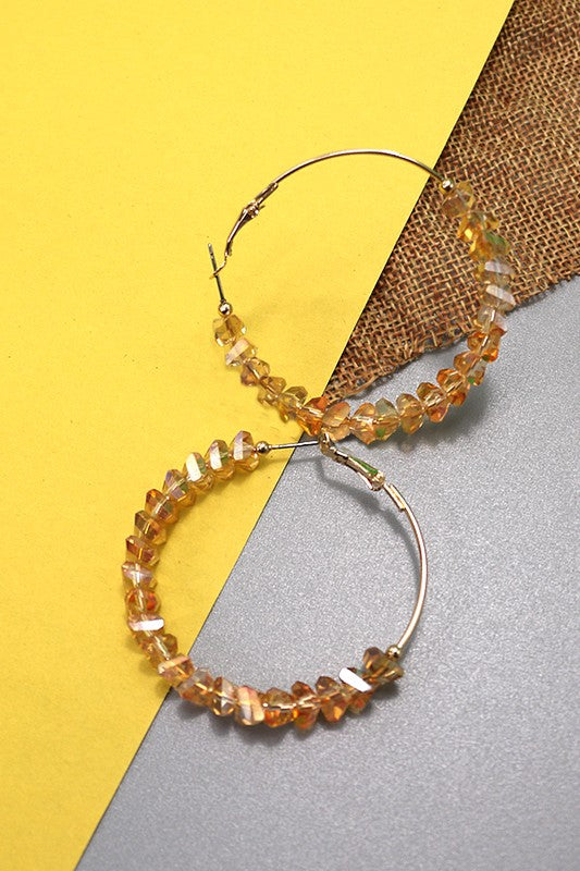 Glass Bead Hoop Earrings