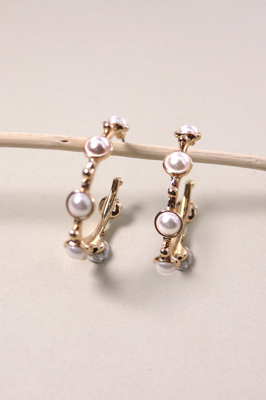 Pearl Stud Hoop Earrings