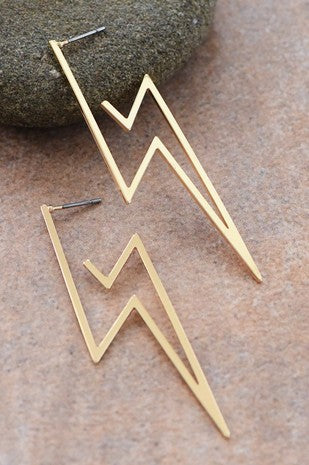 Gold-Plated Lightning Bolt Hoop Earrings