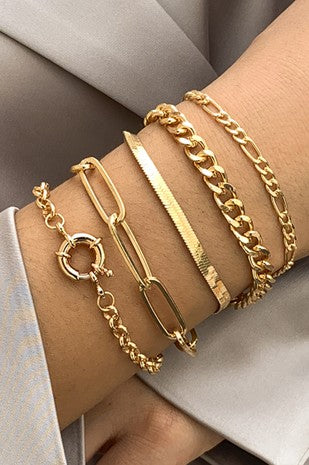 Layered Metal Paperclip Bracelet Set