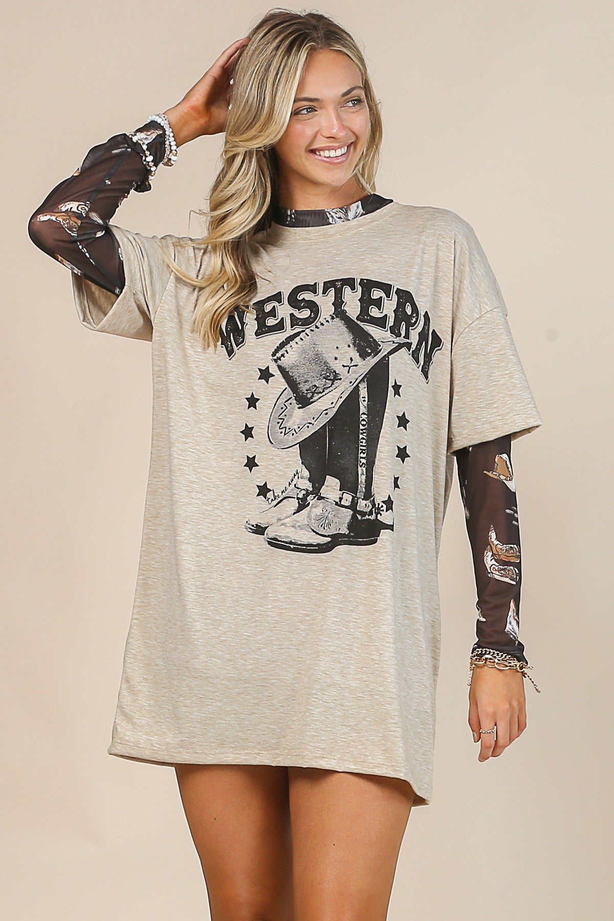 Western Boots T-Shirt Dress