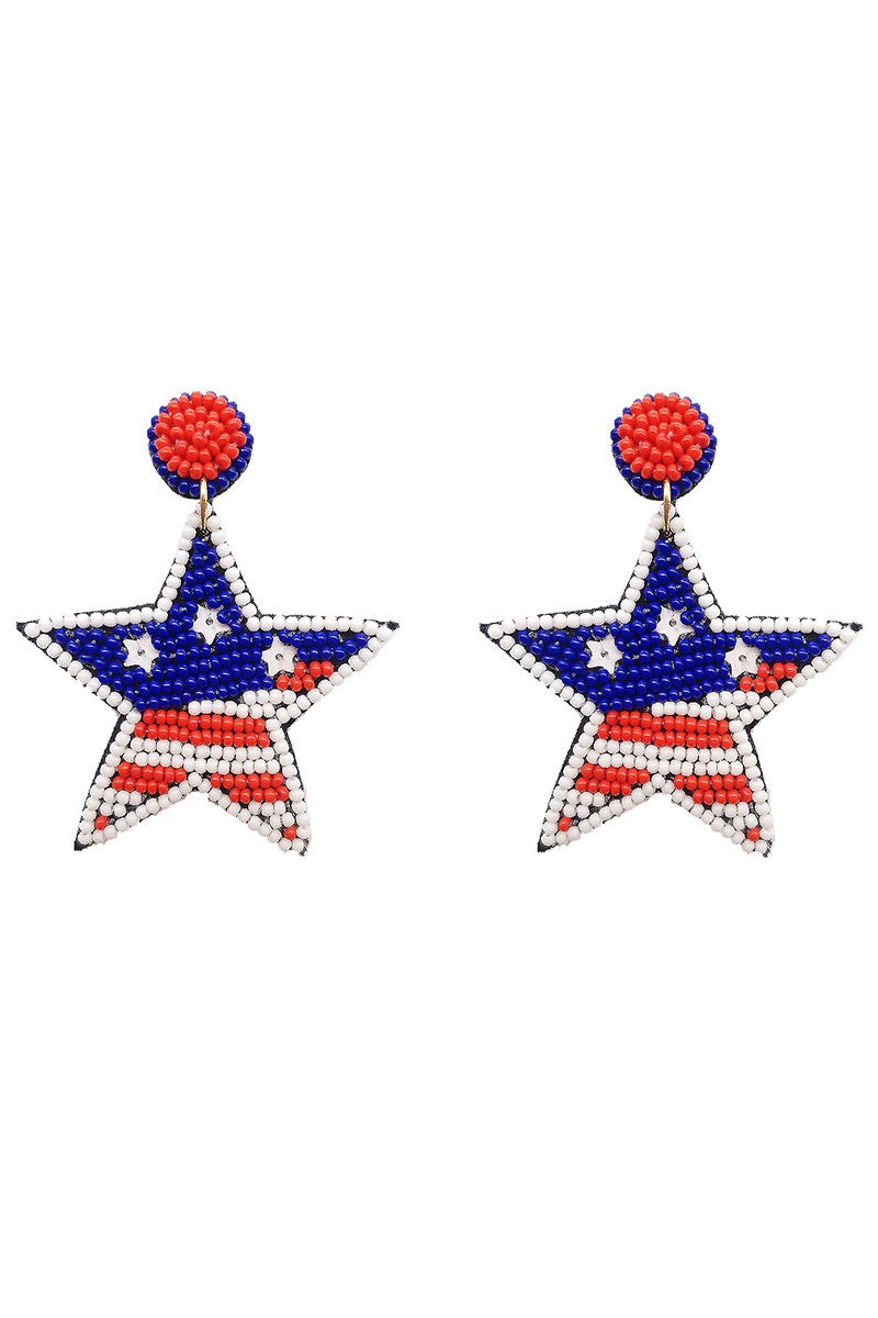 USA Beaded Flag Earrings