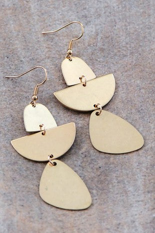 Gold Plated Metal Drop Earrings