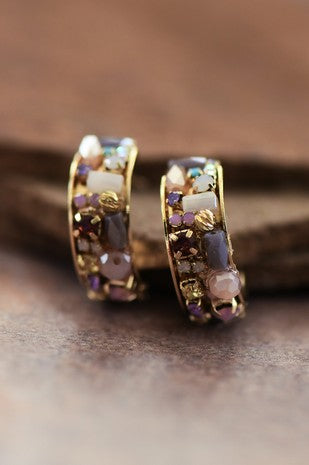 Multicolor Crystal Hoop Earrings