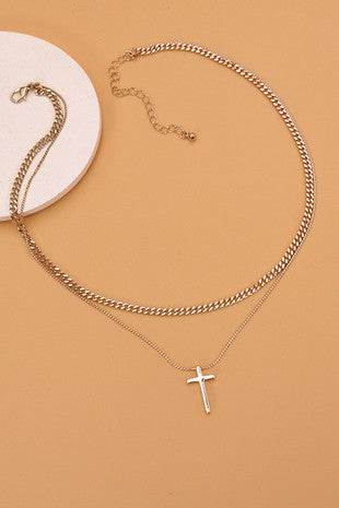 Double Layer Cross Necklace