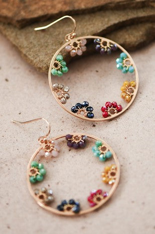 Multicolored Glass Bead Drop Earrings