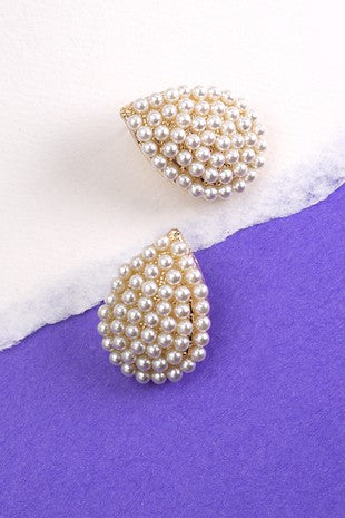 Teardrop Pearl Studded Earrings