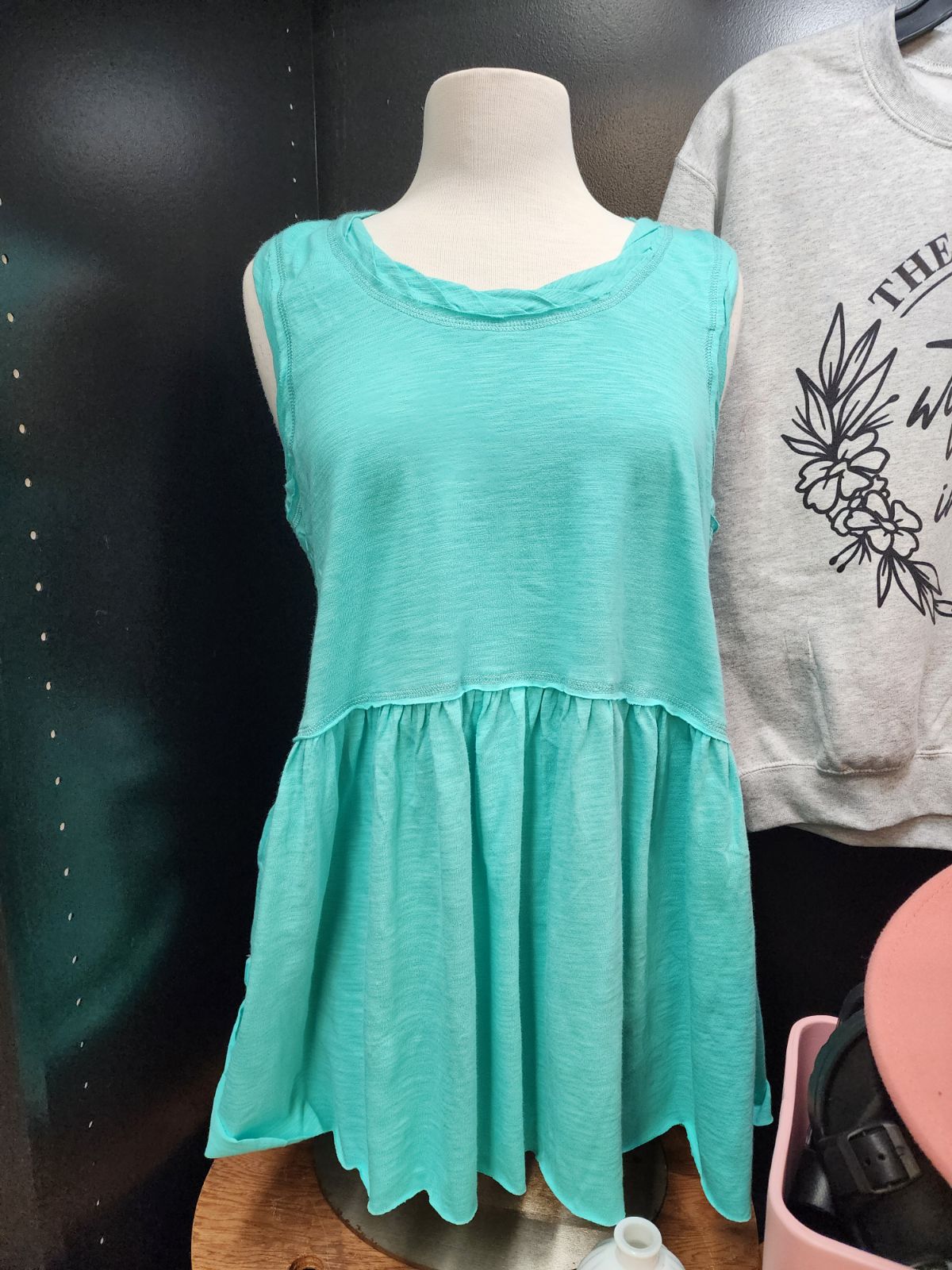 Summer Daze Sleeveless Ruffle Tank | Aqua