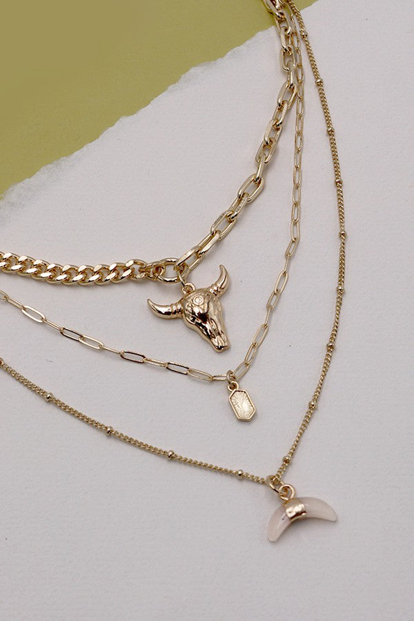 Bull Horn Multi Layer Necklace