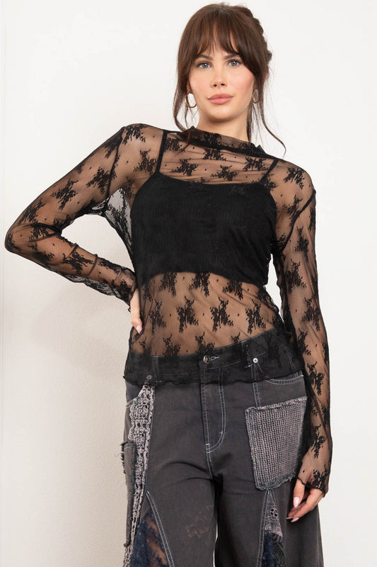 Lacey Mesh Top | Black