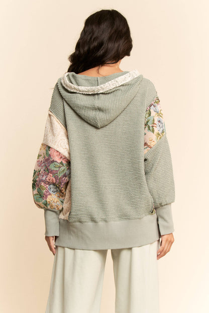 Seafoam Patchwork Hoodie Top