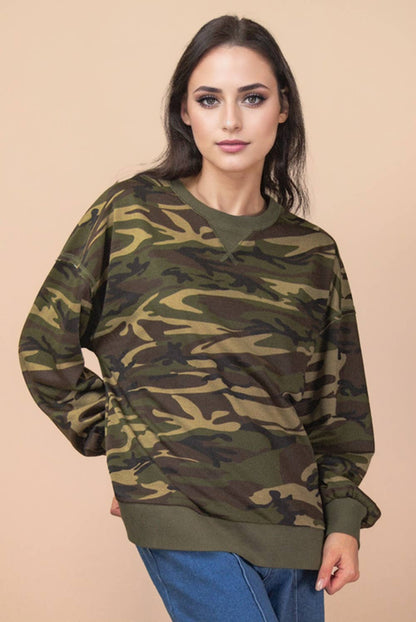 Camo Knit Top