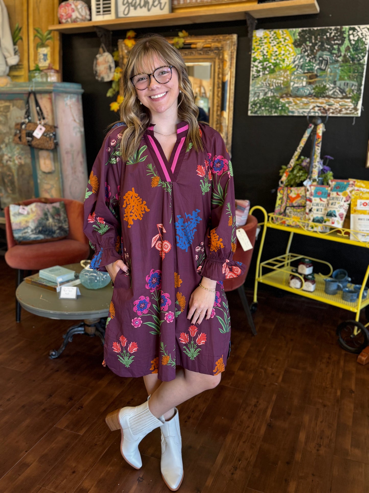 Autumn Bloom Dress | Burgundy