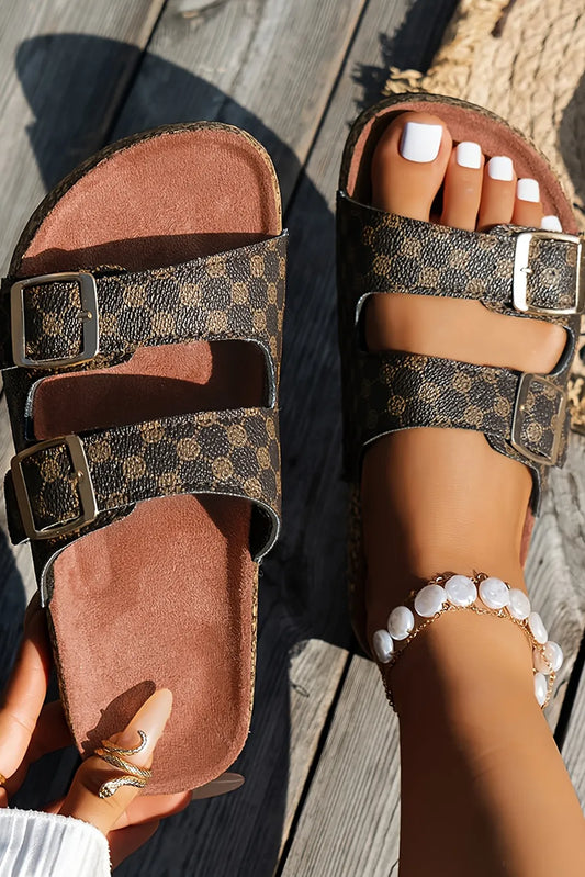 Brown Geo Buckle Sandle