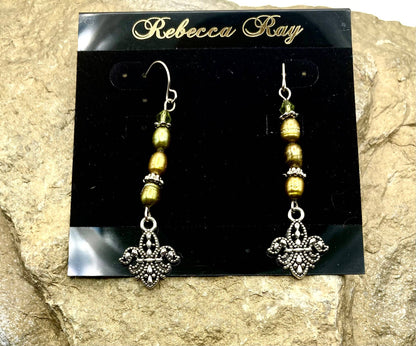 Fleur-de-Lis Charm Drop Earrings