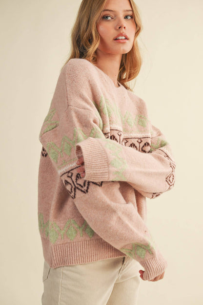 Cozy Blush Geo Sweater