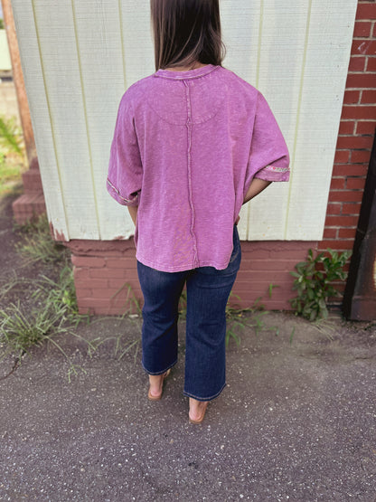 Petals and Threads Slub Top | Magenta