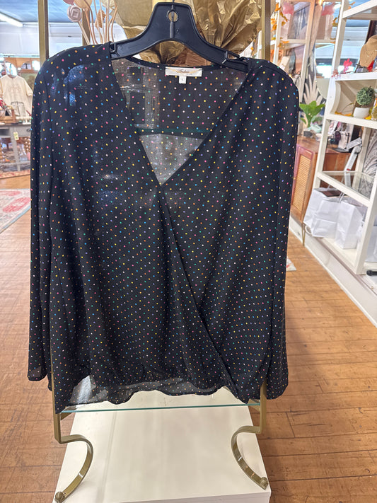 KC - black polkadot blouse| large
