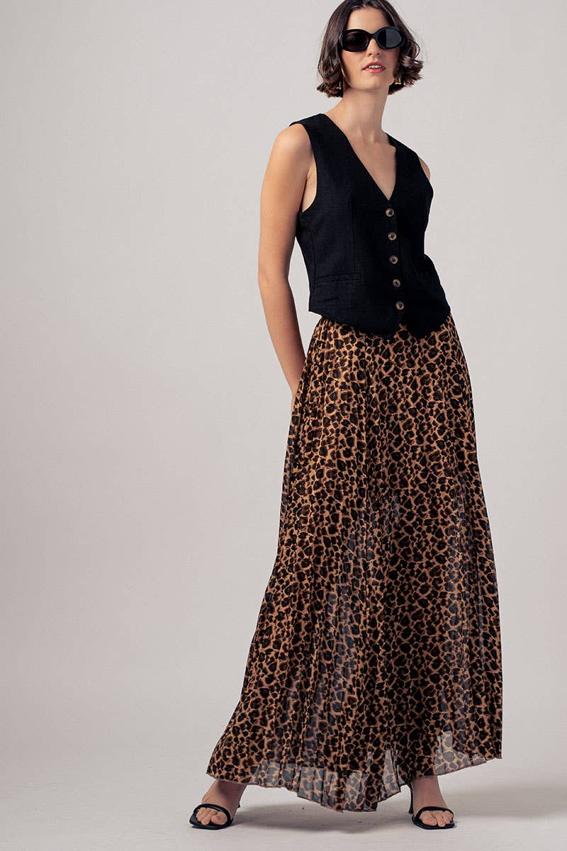 Leona Pleated Midi Skirt