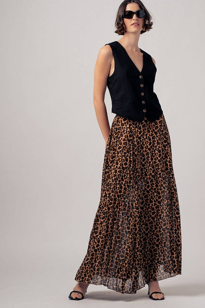 Leona Pleated Midi Skirt