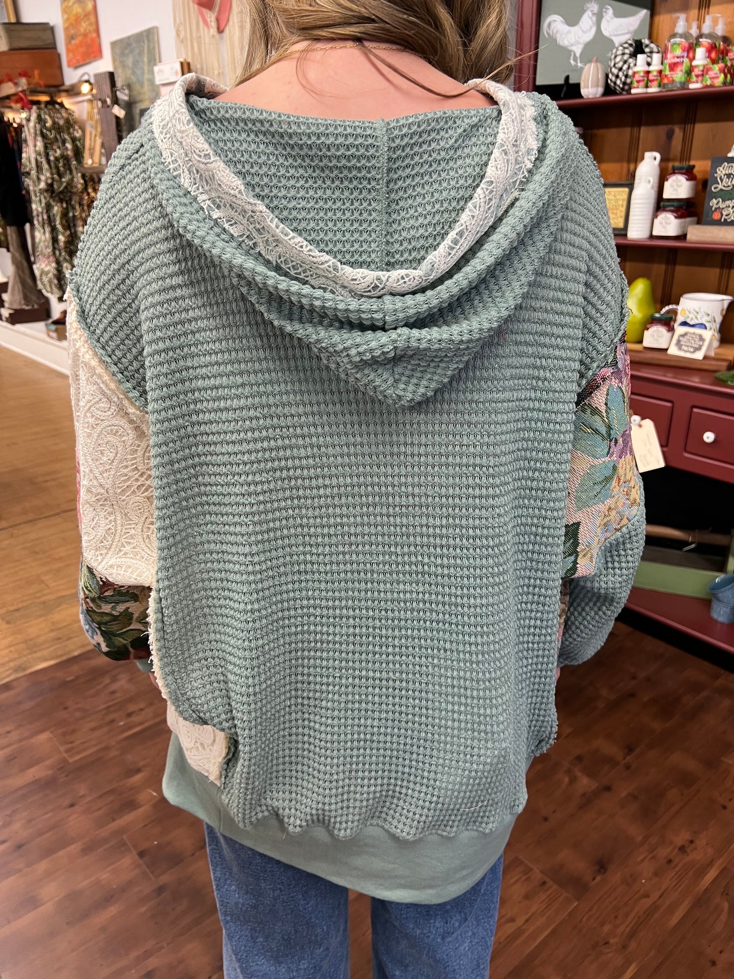 Seafoam Patchwork Hoodie Top