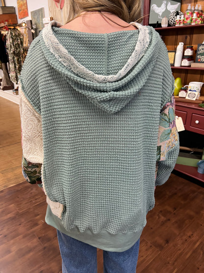Seafoam Patchwork Hoodie Top