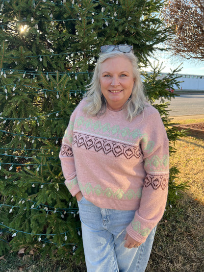Cozy Blush Geo Sweater